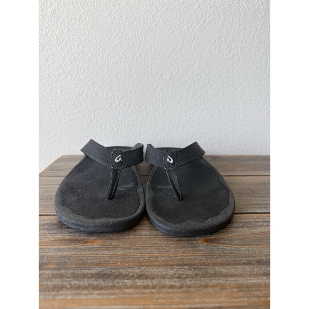 Olukai Ohana Black Sandals Women's 10 Flip Flops Beach Vacation Thongs Shoes